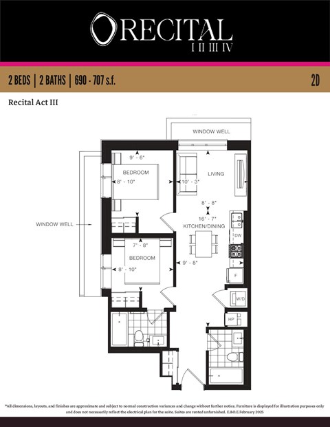 A floor plan for the Recital Act III apartment.